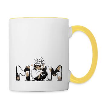 Cat-Mom - Contrasting Mug - white/yellow - Right