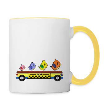 Li Ly Collection - Fly Family Taxi - Mug contrasté - blanc/jaune - Droite