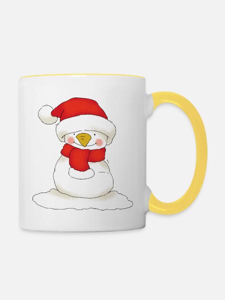Christmas Snowman - Tasse zweifarbig - Weiß/Gelb