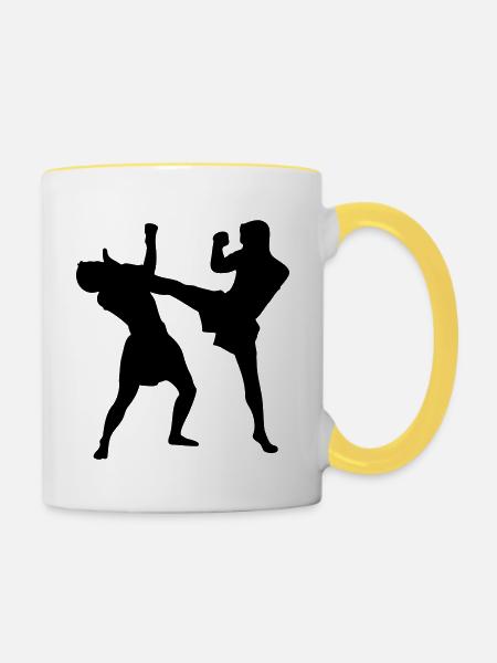 thaiboxing_2 - Tasse zweifarbig - Weiß/Gelb