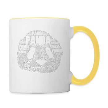 PANDA als Wort - Tasse zweifarbig - Weiß/Gelb - Rechts