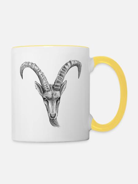 steinbock - Tasse zweifarbig - Weiß/Gelb