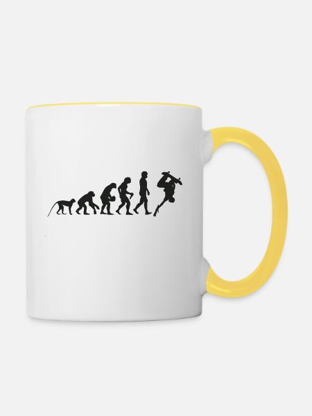 Evolution Skate - Tasse zweifarbig - Weiß/Gelb