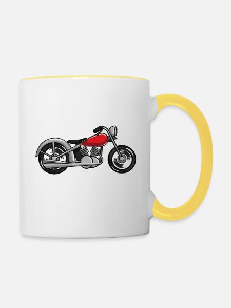 Motorrad braucht Liebe - Tasse zweifarbig - Weiß/Gelb