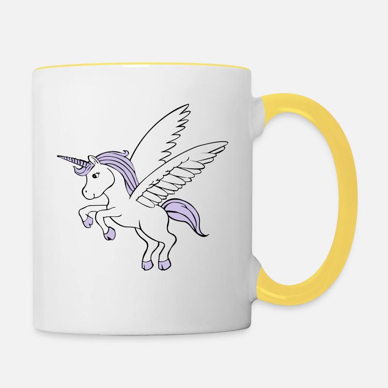 Licorne avec des ailes - Mug contrasté - blanc/jaune
