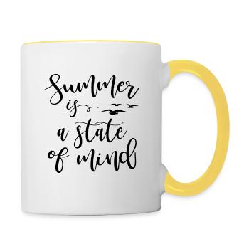 Summer is a state of mind - Tasse zweifarbig - Weiß/Gelb - Rechts