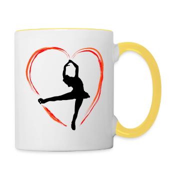 Eiskunstlauf Schlittschuhlauf Eis Figuren Tanz - Tasse zweifarbig - Weiß/Gelb - Rechts