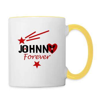 Johnny forever - Mug contrasté - blanc/jaune - Droite