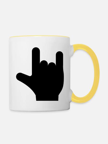 Rock n Roll Hand - Tasse zweifarbig - Weiß/Gelb