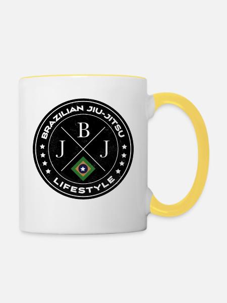 Brazilian Jiu-Jitsu - Tasse zweifarbig - Weiß/Gelb