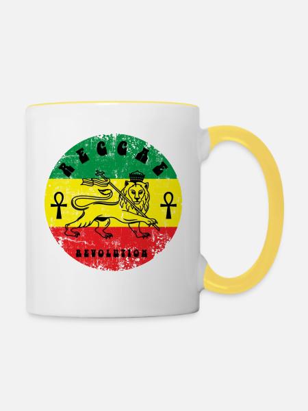 Reggae - Tasse zweifarbig - Weiß/Gelb