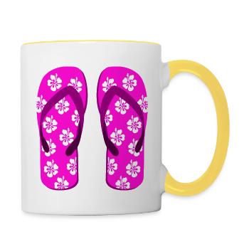 A pair of flip-flops - Contrasting Mug - white/yellow - Right
