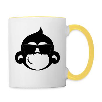 kühler Affe - Tasse zweifarbig - Weiß/Gelb - Rechts