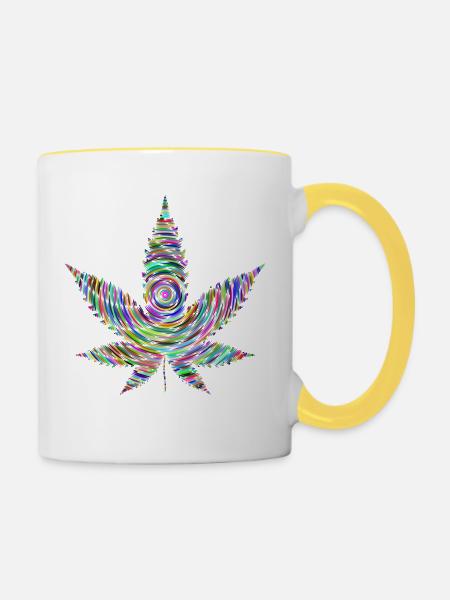 Marijuana - Tasse zweifarbig - Weiß/Gelb