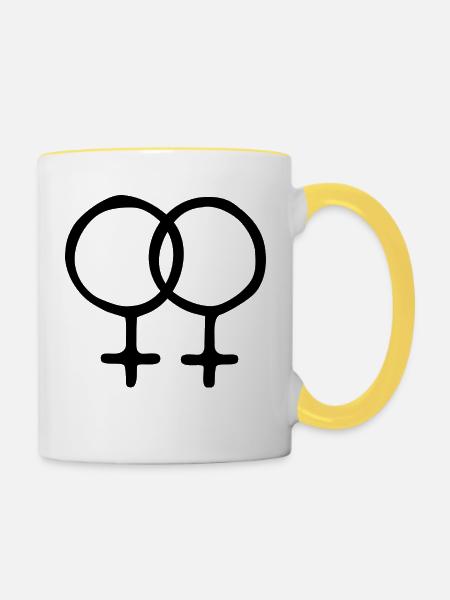 Lesbisches Design - Tasse zweifarbig - Weiß/Gelb