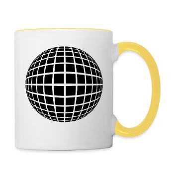 Boule Globe globe 3D cadeau idée cadeau - Mug contrasté - blanc/jaune - Droite