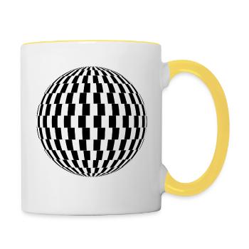 Kugel Abstrakt Formen Geschenk Geschenkidee - Tasse zweifarbig - Weiß/Gelb - Rechts