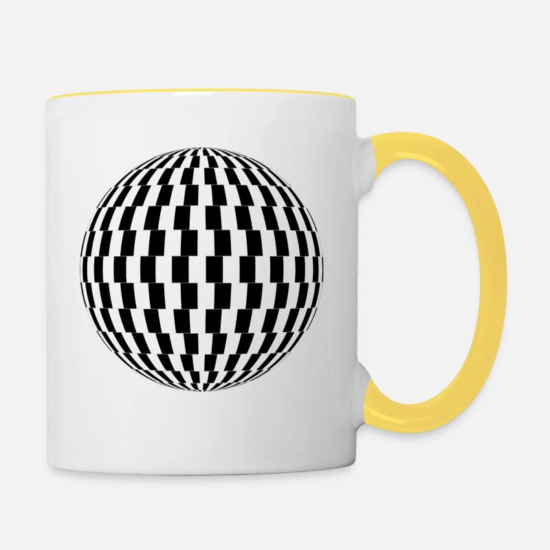 Boule formes abstraites idée cadeau - Mug contrasté - blanc/jaune
