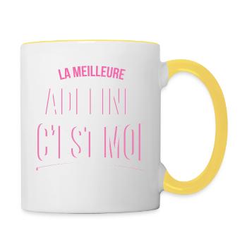 la meilleure Adeline c'est moi idée cadeau humour - Mug contrasté - blanc/jaune - Droite