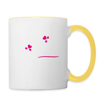Valentinstag Februar Liebe Geschenkidee - Tasse zweifarbig - Weiß/Gelb - Rechts