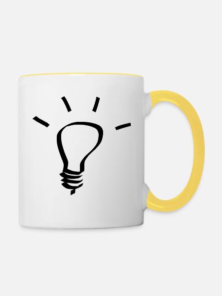 Glühbirne Idee Geschenk - Tasse zweifarbig - Weiß/Gelb