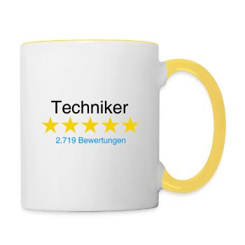Techniker mit Bewertung - Tasse zweifarbig - Weiß/Gelb - Rechts