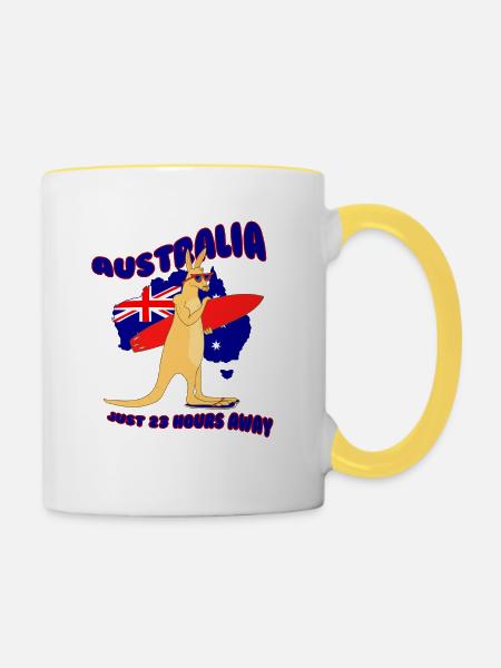 Surfing Kangaroo Australia - Tasse zweifarbig - Weiß/Gelb