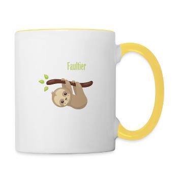 Sei immer du selbst, sei ein Faultier - Spruch - Tasse zweifarbig - Weiß/Gelb - Rechts