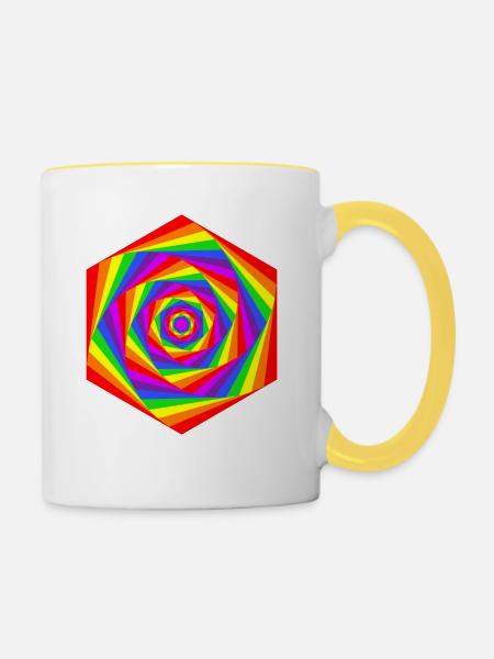 Regenbogen Hexagon - Tasse zweifarbig - Weiß/Gelb
