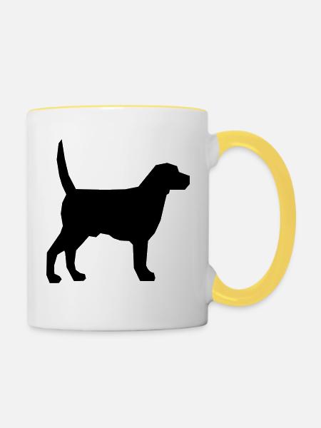 Hund - Tasse zweifarbig - Weiß/Gelb