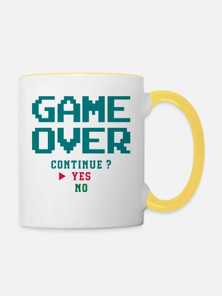Game Over - Tasse zweifarbig - Weiß/Gelb