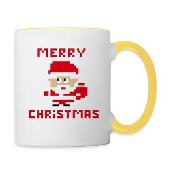 Santa 'merry christmas' 8-bit - Contrasting Mug - white/yellow - Right