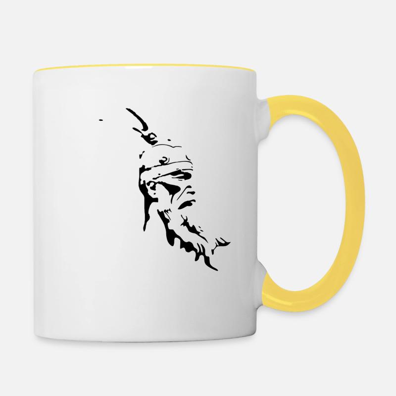 Albanian eagle with Skanderberg head - Contrasting Mug - white/yellow