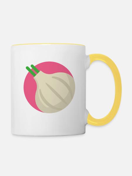 Knoblauch Gewürz Gemüse Gesund - Tasse zweifarbig - Weiß/Gelb