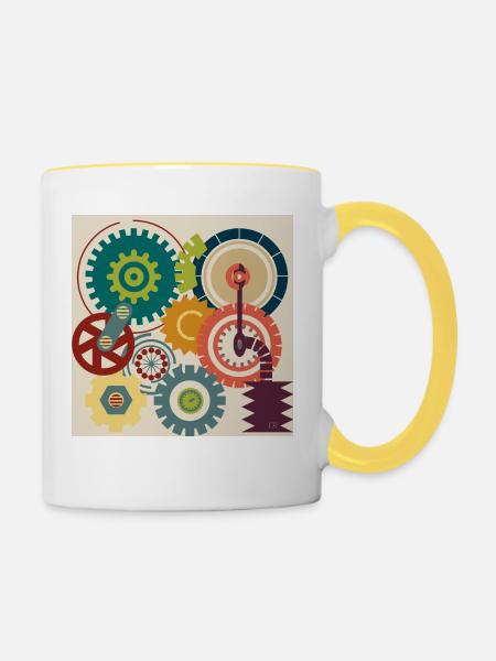 Grafik Kunst 🎨 - Tasse zweifarbig - Weiß/Gelb
