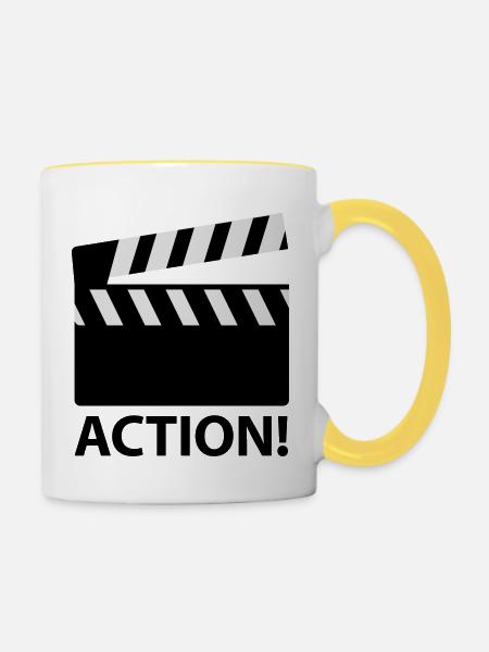 action_f2 - Tasse zweifarbig - Weiß/Gelb