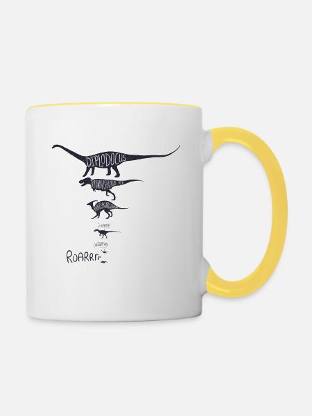 Dinosaurier - Tasse zweifarbig - Weiß/Gelb