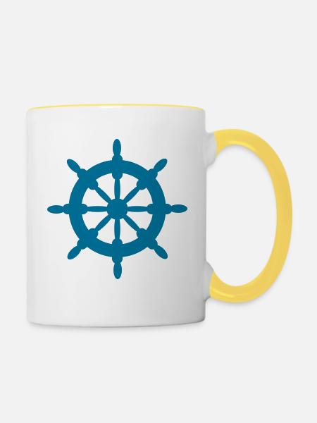 steering wheel - Tasse zweifarbig - Weiß/Gelb