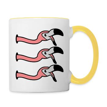 3 amis équipe équipe fête trou mur rire bouche au - Mug contrasté - blanc/jaune - Droite