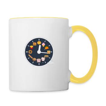 Nourriture à l'heure - Mug contrasté - blanc/jaune - Droite