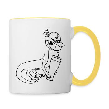 gecko lizard beer bavaria alcohol sau - Contrasting Mug - white/yellow - Right