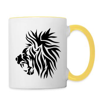 lion king jungle tribal lowe 402 - Mug contrasté - blanc/jaune - Droite