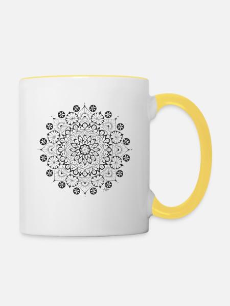 mandala 08.18 - Tasse zweifarbig - Weiß/Gelb