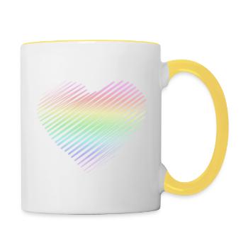 Regenbogenherz - Tasse zweifarbig - Weiß/Gelb - Rechts