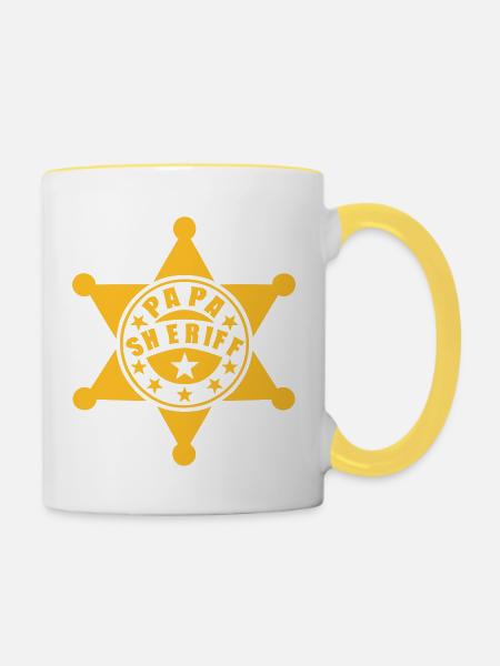 Dad Sheriffstern 1 - Tasse zweifarbig - Weiß/Gelb