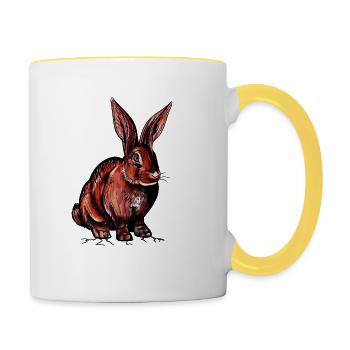 Kaninchen - Tasse zweifarbig - Weiß/Gelb - Rechts