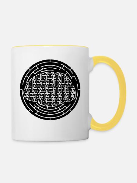 Labyrinth - Tasse zweifarbig - Weiß/Gelb