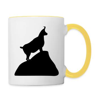 chamois, alpes - Mug contrasté - blanc/jaune - Droite
