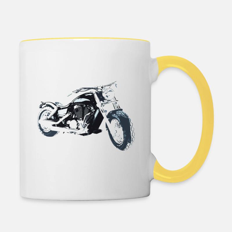 biker - Tasse zweifarbig - Weiß/Gelb