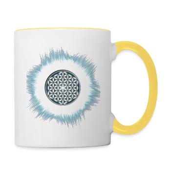 funky Blume des Lebens - Tasse zweifarbig - Weiß/Gelb - Rechts